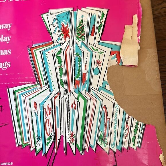 Vintage Mid Century gold Christmas Card Tree in Original box - Picture 8 of 10